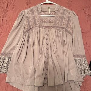 Free People Lace Detail Blouse - Lavender